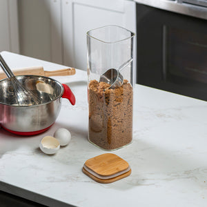 Square Glass Kitchen Canisters with Airtight Bamboo Lids - Le'raze by G&L Decor Inc