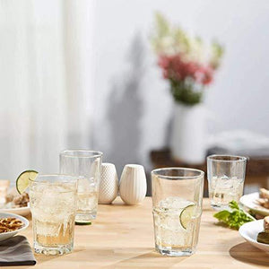 Set of 16 Durable Drinking Glasses | Glassware Set Includes 8-16 oz Highball Glasses 8-11 oz Tumbler Glasses | Elegant Heavy Base Glass Cups Ideal for Water, Juice, Beer, Wine, and Cocktails - Le'raze by G&L Decor Inc
