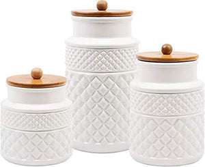 SET OF 3 FACETED CANISTERS food storage containers stainless steel kitchen jars canisters set pasta jars with lids steel food storage - Le'raze by G&L Decor Inc