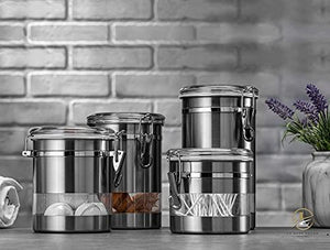 Le'raze Airtight Food Storage Container for Kitchen Counter with Window, Canister Set Ideal for Flour Tea, Sugar, Coffee, Candy, Cookie Jar with Clear Acrylic Lids & Locking Clamp - Le'raze by G&L Decor Inc