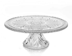 Le'raze Crystal Cake Plate With Stand, 12" Round Pedestal Cake Stand, Desert Serving Tray For Weddings, Events, Parties - Le'raze by G&L Decor Inc