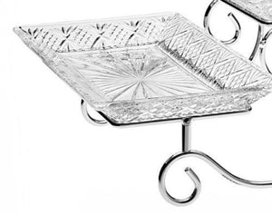 3 Tier Rectangular Serving Platter,Tiered Food Tray Stand, Three Plate Display Cake, Fruit, Snack Server. Dessert Server Stand/Cupcake Tower/Appetizer Serving Tray - Le'raze by G&L Decor Inc