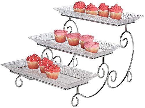 3 Tier Serving Stand, Durable Crystal Food Display Stand – Chip and Dip, Appetizer Platter - Great for Chips, Dips, Salad and Other Snack Foods - Le'raze by G&L Decor Inc