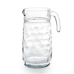 Elegant 5 Piece Entertainment Set – Carafe Water Pitcher – Four Highball Glasses – Stunning Ring Design – Premier Quality Glass – Decorative Drink Set - Le'raze by G&L Decor Inc