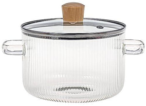 Glass Cooking Pot with Lid - 1.6L(54oz) Heat Resistant Borosilicate Glass Cookware Stovetop Pot Set - Simmer Pot with Cover Safe for Soup, Milk, Baby Food - Le'raze by G&L Decor Inc