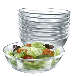 Clear Glass Serving Bowls, Soup Bowl, Cereal Bowl [set of 12] - Le'raze by G&L Decor Inc