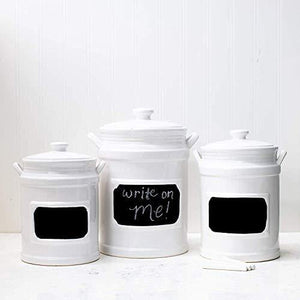 Kitchen Canister Set 3 Piece Airtight Canisters - Ceramic Food Storage Jars for Kitchen and Bathroom | Decorative White Ceramic Canister Set - Le'raze by G&L Decor Inc