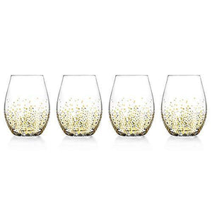 Stemless Etched Wine Glasses - Set of 4 Stemless Goblets for Red or White Wine - 20-Oz. - Le'raze by G&L Decor Inc