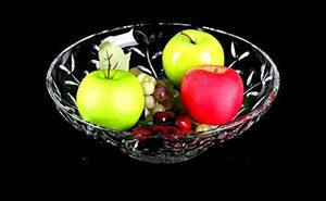Elegant Crystal Round Bowl with Beautiful Leaf Design, Serving Bowl, Centerpiece for Home,Office,Wedding Decor, Fruit, Snack, Dessert, Server - Le'raze by G&L Decor Inc