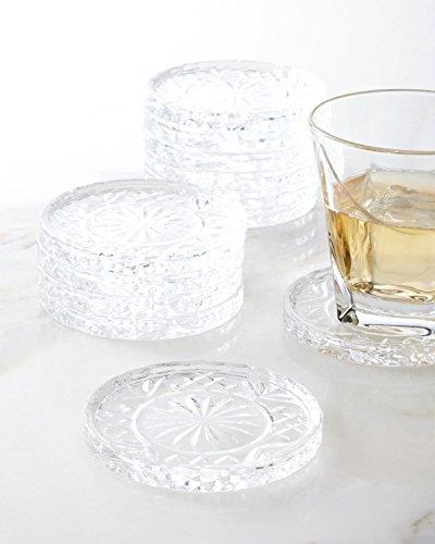 Amazing Drink Crystal Coaster Set (4pc), Sleek Modern Crystal Design. Prevents Furniture Damage, Absorbs Spills and Condensation - Le'raze by G&L Decor Inc