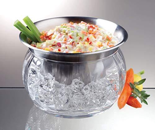 Stainless Steel Dip Chiller Bowl with Acrylic Ice Bowl with Acrylic Ice Base - Cold Food Buffet Server - Le'raze by G&L Decor Inc
