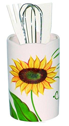 Set of 3 Sunflower Design Hand Painted Ceramic Canister Jars with Tight Lids for Kitchen or Bathroom.quality Airtight Jar with Lids, with Wide Mouth, Looks Great on Your Kitchen Counters - Le'raze by G&L Decor Inc