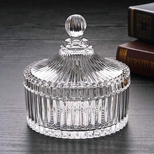 Elegant Glass Candy Jar with Lid - Crystal Candy Dish Bowl Ideal For Home, Office and Party - Decorative Weddings Candy Buffet Jar - Le'raze by G&L Decor Inc