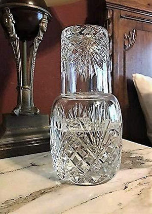 Crystal Bedside Night Carafe with Tumbler Glass Set - Le'raze by G&L Decor Inc