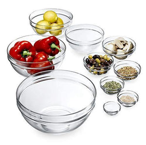 10-Piece Stackable Bowl Set, Tempered Glass Prep Bowls, All Purpose Round Kitchen Serving Bowls, Salads, Cereal, Soup, Ice Cream, Pasta, Fruits, Everyday Bowls - Le'raze by G&L Decor Inc