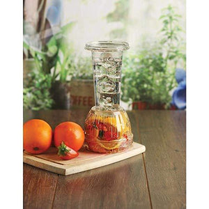 Glass Beverage Dispenser with Ice Insert and Fruit Infuser, Round Drink Dispenser with Stainless Steel Spigot, Elegant Mason Jar Juice Dispenser for Water, Iced Tea, Punch ─ 2 Gallon - Le'raze by G&L Decor Inc