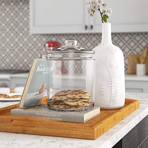 2pc Canister Set for Kitchen Counter + Labels & Marker - Glass Cookie Jars with Airtight Lids - Food Storage Containers with Lids Airtight for Pantry - Flour, Sugar, Coffee, Cookies, etc. - Le'raze by G&L Decor Inc