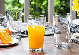 Set of 18 Sleek and Durable Drinking Glasses - Glassware Set Includes 6-17oz Highball Glasses, 6-13oz Rocks Glasses, 6-7oz Juice Glasses | Heavy Base Glass Cups for Water, Juice, Beer, & Cocktails - Le'raze by G&L Decor Inc
