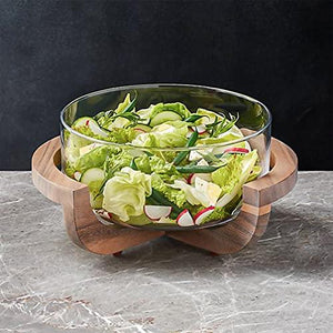 Large Glass Salad Bowl - Mixing and Serving Dish - 120 Oz. Clear Glass Fruit and Trifle Bowl - Le'raze by G&L Decor Inc