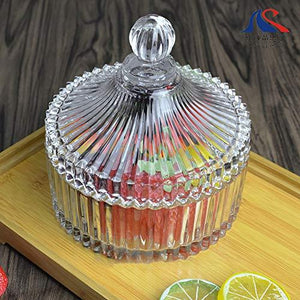 Elegant Glass Candy Jar with Lid - Crystal Candy Dish Bowl Ideal For Home, Office and Party - Decorative Weddings Candy Buffet Jar - Le'raze by G&L Decor Inc