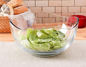 Clear Glass Wavy Salad Bowl, Mixing Bowl, All Purpose Round Serving Bowl Salad/food Glass Bowls, Set of 5, One 10" and Four 5.25" - Le'raze by G&L Decor Inc