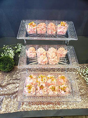 3 Tier Serving Stand, Durable Crystal Food Display Stand – Chip and Dip, Appetizer Platter - Great for Chips, Dips, Salad and Other Snack Foods - Le'raze by G&L Decor Inc