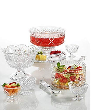Elegant Large Crystal Serving Bowl, Centerpiece For Home, Office, Wedding Decor, Fruit, Snack, Dessert, Server, Premium Quality Punch Bowl - Le'raze by G&L Decor Inc
