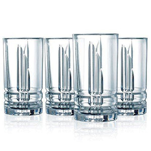 Set of 16 Drinking Glasses, Heavy Base Durable Glass Cups - 8 Highball Glasses (16oz) and 8 DOF Glasses (13oz), 16-piece Glassware Set - Le'raze by G&L Decor Inc