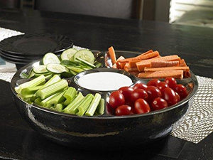 Classic Double Wall Serving Bowl - Stainless Steel 2 Piece Party Bowl and Serving Tray - Great for Salads, Fruit, Snacks, Chips and dips, - Hot & Cold - Le'raze by G&L Decor Inc