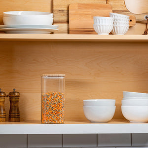 Square Glass Kitchen Canisters with Airtight Bamboo Lids - Le'raze by G&L Decor Inc