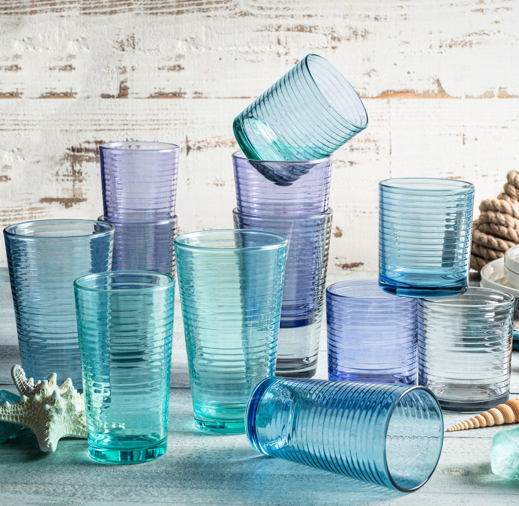 Drinking Glasses, Everyday Drinkware Kitchen Glasses for Cocktail, Ice - Le' raze by G&L Decor Inc