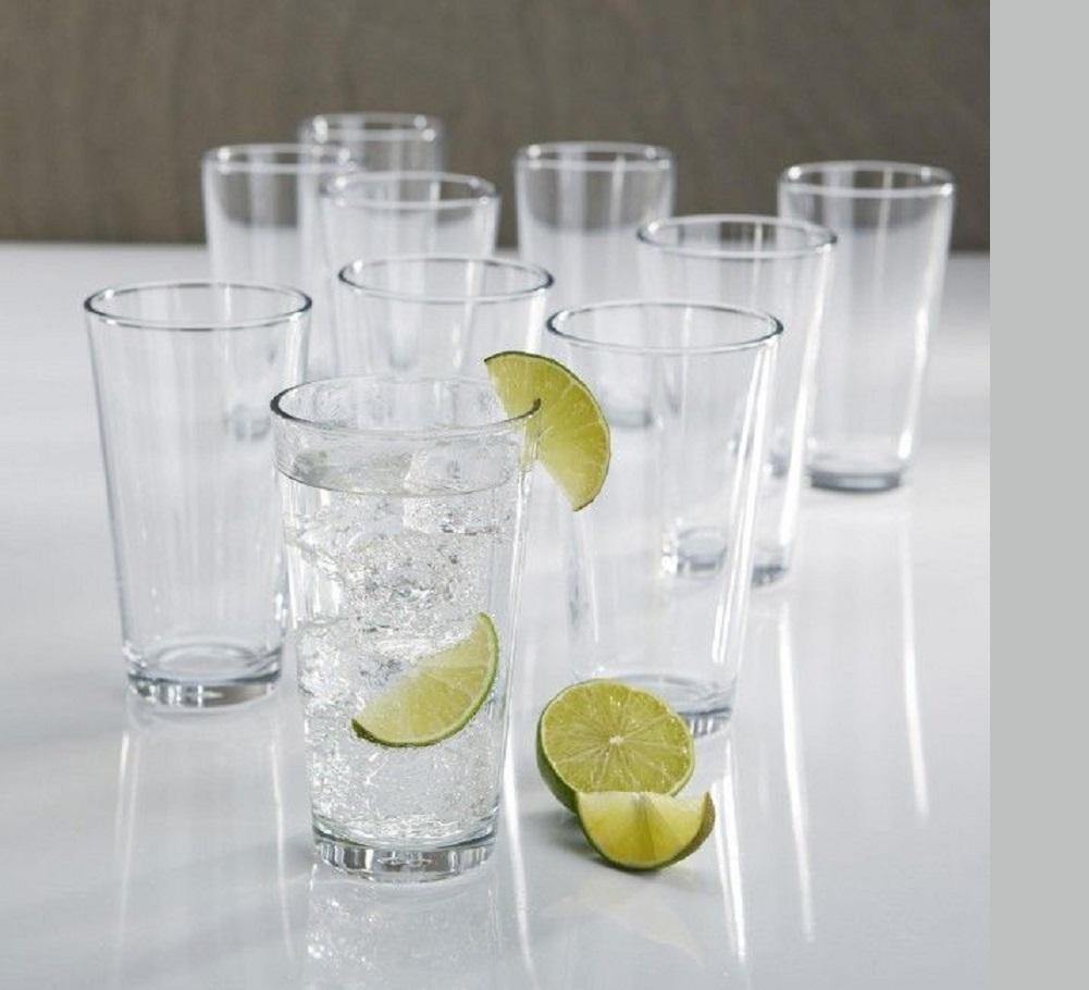Attractive Bubble Design Highball Glasses Clear Heavy Base Tall