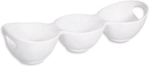 Elegant Pure White 3 Section Divided Bowls Server Relish Tray, with Handles, Buffet Server for Candy, Nuts and Dips. 3-Section Dip and Condiment Server - Le'raze by G&L Decor Inc