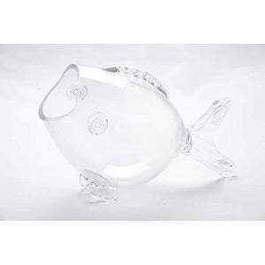 Glass Fish Bowl, Unique Candy Bowl - Serving Bowl, Terrarium Centerpiece Table Decor Ideal Gift for Weddings and Spa - 9.5" L - Le'raze Decor