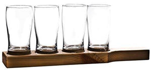 Flight Paddle Beer Tasting Glasses Set, Designed and engineered for professional bars, brewpubs and breweries, 9-Ounce Clear Pilsner Glass Set, 5-Piece - Le'raze by G&L Decor Inc
