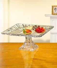 Beautiful pedestal crystal cake stand for an elegant presentation, Square Platter - Le'raze Decor