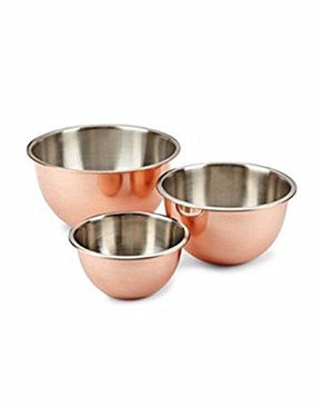 Premium Multipurpose Rose Copper-Platted Bowls, Set of 3 Mixing/Prep/Beating Bowls with Stainless Steel interior – Use for Serving Candy, Salad, Quick Easy Meal Prep - Le'raze by G&L Decor Inc