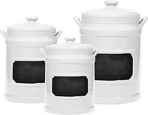 Kitchen Canister Set 3 Piece Airtight Canisters - Ceramic Food Storage Jars for Kitchen and Bathroom | Decorative White Ceramic Canister Set - Le'raze Decor