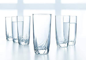 Elegant Drinking Glasses, Set of 6 Highball Glasses, Heavy Base Durable Glass Cups for Water, Wine, Beer, Cocktails and Mixed Drinks | Durable Glassware Set - Le'raze Decor
