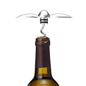 Beautiful Airplane Wine Bottle Holder with Corkscrew, Stainless Steel Wine Caddy, Bar Decor Ideal for Flying, Bartender, - Le'raze by G&L Decor Inc