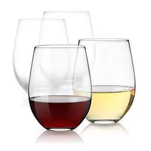 Set of 4 Stemless Wine Glasses for Red/White Wine - Ideal for Wine Lovers and Deserts - Durable Glassware Set - 21 oz. - Le'raze by G&L Decor Inc