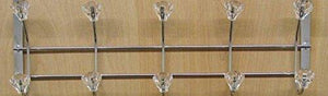Beautiful Durable Over The Door Hooks Storage Rack with Crystal Acrylic Hooks for Jackets, Coats, Hats, Scarves, Purses, Towels 10 Hooks, Chrome Finish, for Wide Door - Le'raze Decor