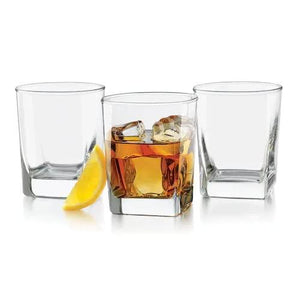 Square Drinking Whiskey Glasses Set of 4, Old Fashioned Glass Cup Bar Set, Stemless Everyday Rocks Whisky Glass Best Present for Men, Scotch, Bourbon, Vodka, Wine, Cocktail, Liquor, Tequila, Smoothie - Le'raze by G&L Decor Inc