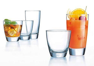 Set of 16 Durable Solar Drinking Glasses Includes 8 Cooler Glasses(17oz) and 8 Rocks Glasses(13oz), 16-piece Elegant Glassware Set - Le'raze Decor