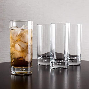 Set of 4 Highball Glasses, Heavy Base Durable Glass Cups for Water, Wine, Beer, Cocktails and Mixed Drinks | Durable Drinking Glasses with Air Bubble Design - Le'raze by G&L Decor Inc