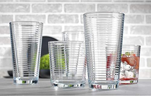 Set of 16 Heavy Base Ribbed Durable Drinking Glasses Includes 8 Cooler Glasses (17oz) and 8 Rocks Glasses (13oz) - Le'raze by G&L Decor Inc