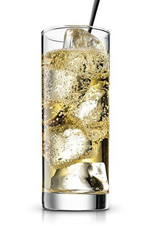 Sleek Modern Highball Glasses - Made In USA - Clear Heavy Tall Bar Glass - Drinking Glasses For Water, Juice, Wine, Beer, Whiskey, And Cocktails | 16 Ounce Cups | Set of 4 - Le'raze by G&L Decor Inc