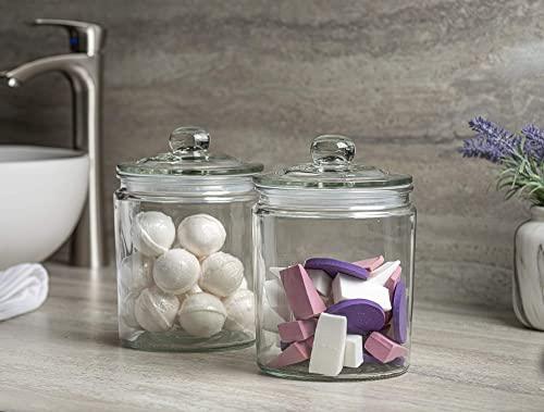 Le'raze 4pc Square Glass Cookie Jars with Airtight Lids + Marker & Labels