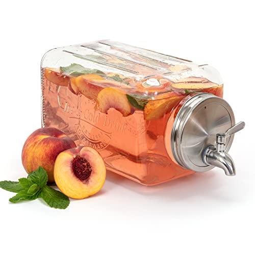 FineDine Glass Drink Dispenser for Fridge - 1 Gallon Water, Laundry  Detergent, Juice or Beverage Dispenser for Parties with Spigot - Serveware  for