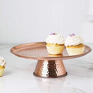 Elegant Copper Cake Stand, 12' Cake Pedestal Stand - Desert Serving Tray for Birthday, Wedding Party and Events - Le'raze by G&L Decor Inc
